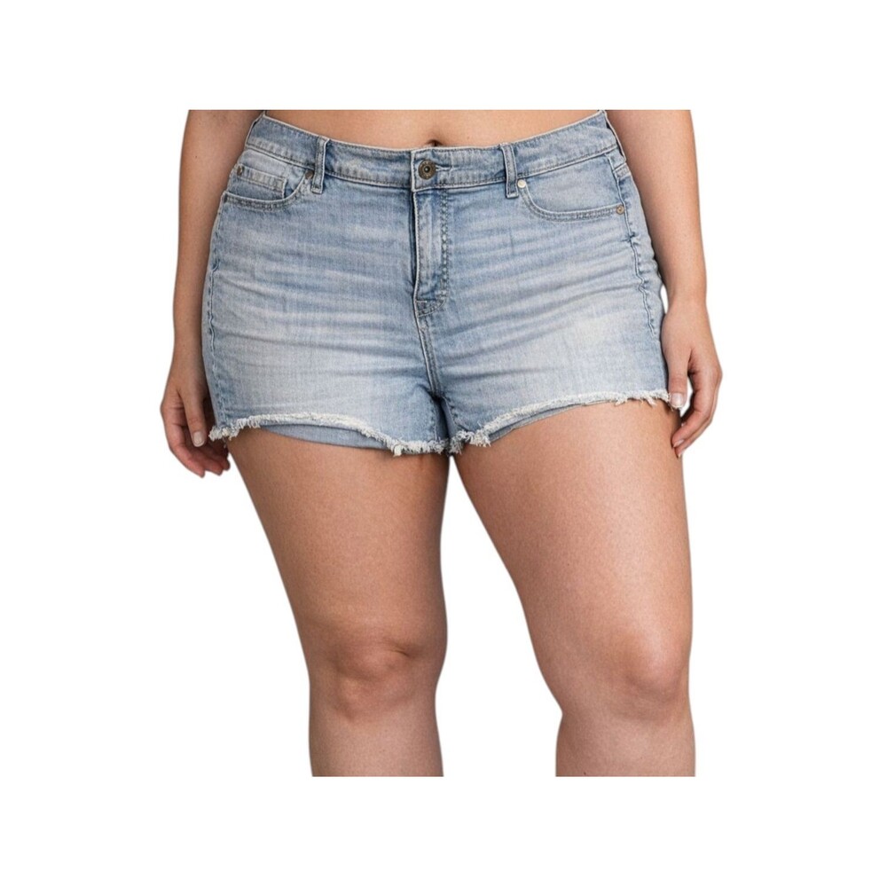 Torrid Light Wash Raw Hem Stretch Denim Shorts Size 16